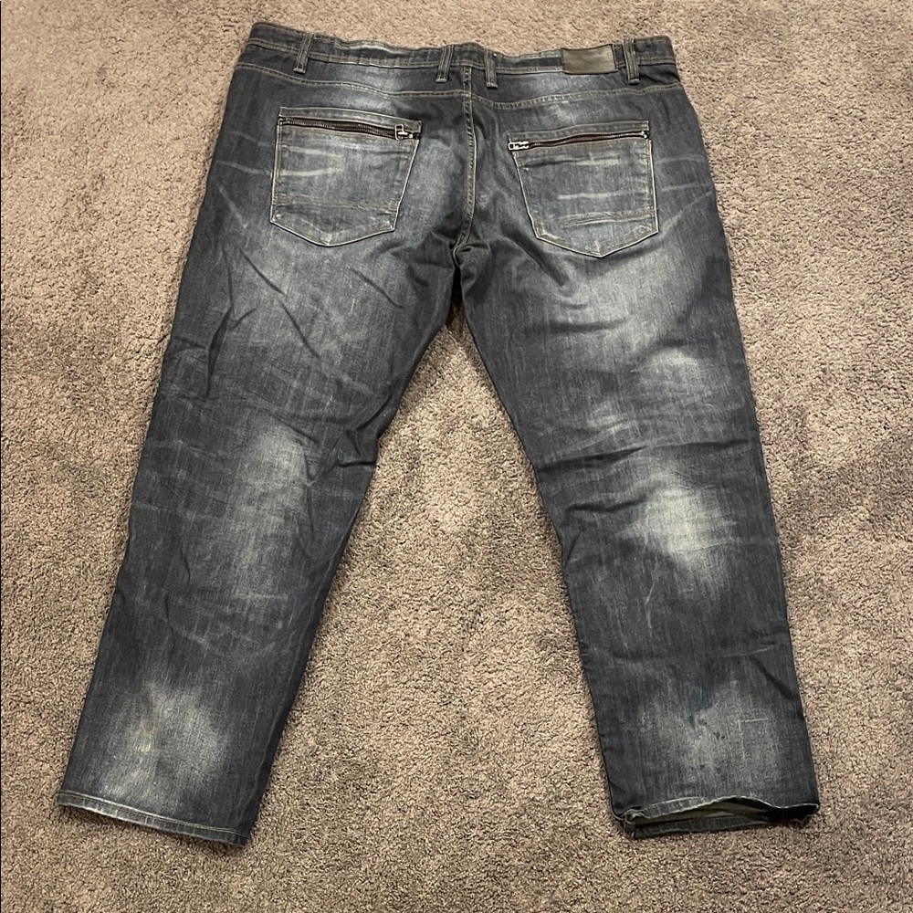 Jordan Craig Legacy Edition Men's Relaxed Fit Faded Dark Wash Jeans - Picture 7 of 9